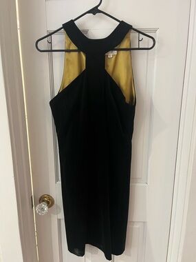 Milly Black Backless Sheath Dress with Gold Lining